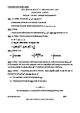 Đề kiểm tra học kỳ I  Năm học 2014  2015 môn Toán khối 12 - Trường THPT Hiệp Bình